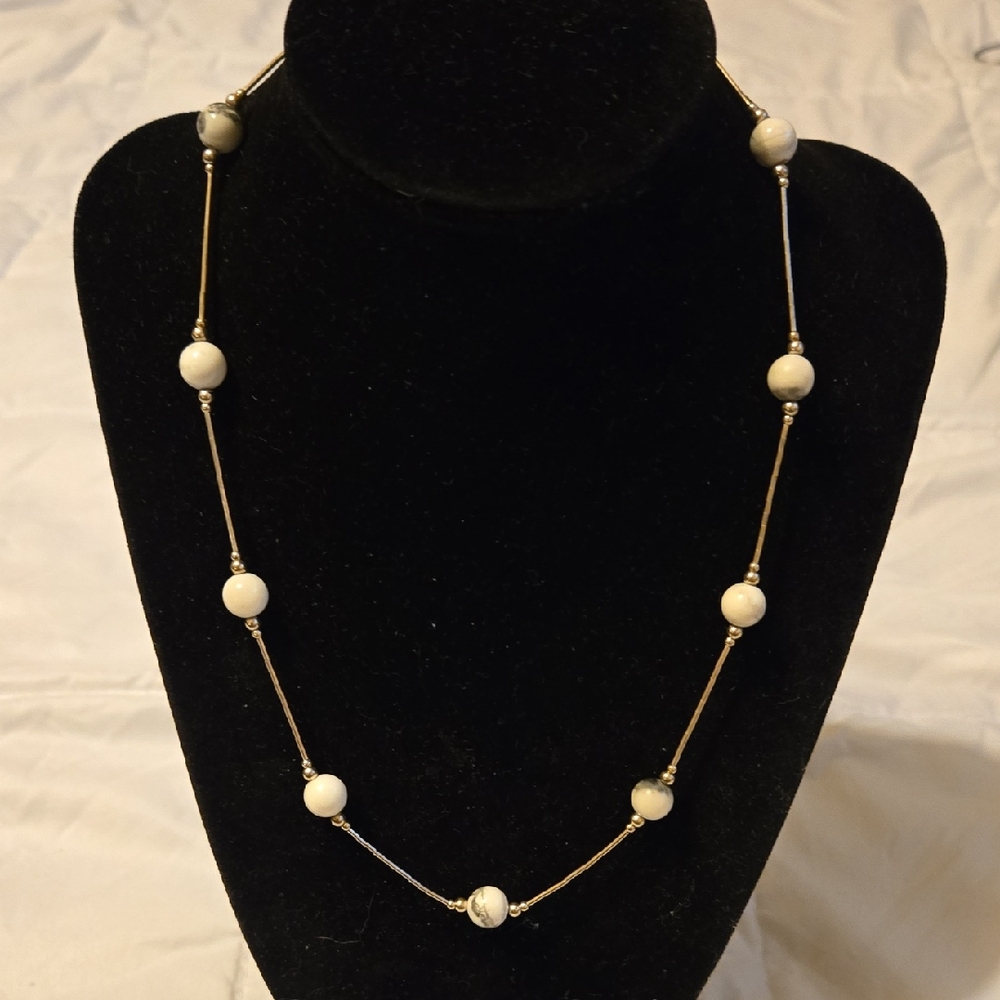 Native Made Howlite and Liquid Silver Necklace
